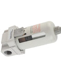 Rugged 2 Inch Thread Pressure Regulator With Air Filter And Water Separator for industrial pneumatic systems, white body, side view.