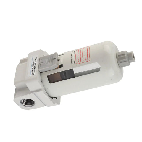 Rugged 2 Inch Thread Pressure Regulator With Air Filter And Water Separator for industrial pneumatic systems, white body, side view.
