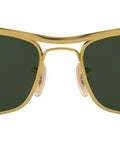 Front view of Olympian I Deluxe Rectangular Sunglasses With Gold Metal Frame And G Fifteen Green Lenses, 62mm Wide, Unisex UV Protection Eyewear.