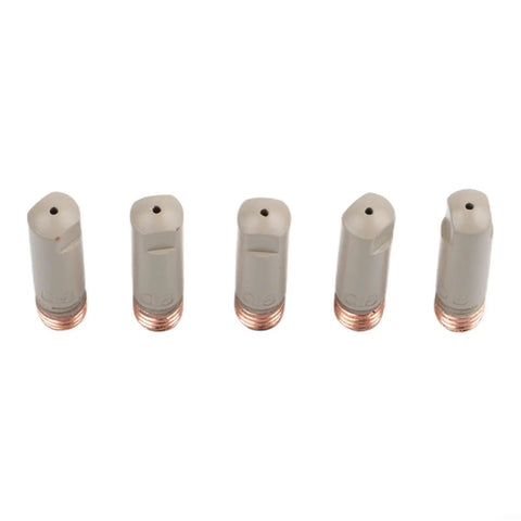Lineup of nozzles from Mig Welder Accessory Kit With 0.8mm Contact Tips And Nozzles For 15AK Torches High Conductivity Red Copper Tips