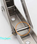 Detail of Built Tough Heavy Duty L Shaped Stainless Steel Shelf Brackets Pair showing thickened support pin for durability.