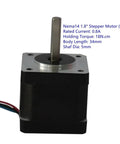 35x35mm Frame Stepper Motor 1.8 Degree Nema 14, 0.8A, 18N.cm Holding Torque, 34mm Length, 5mm Shaft, Great for 3D Printers, CNC Machines, Engraving and Automation, For Makers and DIYers black stepper motor with 5mm shaft