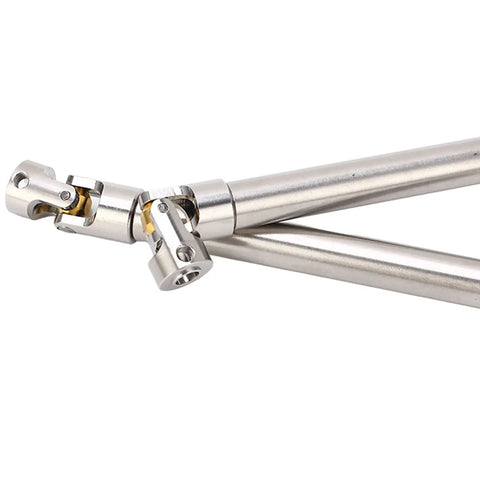 2 Pack Stainless Steel M4 RC Drive Shaft Set For 1/10 Scale Crawlers With Universal Brass Ball Ends And Six Tooth Spline, close-up view