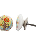 Top Shelf Multicolor Ceramic Drawer Knobs Set Morning Tree Pattern, 1.5in diameter pulls with tree design for cabinets.
