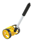 Dual 4-Inch Measuring Wheel RT204 Distance Measurer with rubber grip, lightweight ABS plastic, telescoping handle, yellow color