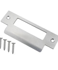 Universal 4 7/8 Inch Latch Strike Plate Backplate Kit In Iron With Brushed Zinc Finish And Screws Built Tough For Silver Door Latch Plate