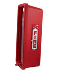 Rock Solid Red Fire Extinguisher Cabinet For 5 Lb Boxes outdoor surface mount, weather resistant steel holder.  Side view.