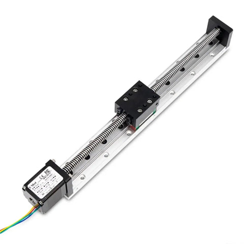 Beefy 150mm Stroke High Precision Electric Linear Guide Rail Actuator System With Stepper Motor And T Ball Screw Motion Module For CNC Robotics Automation And Precise Linear Movement, silver rail with stepper motor