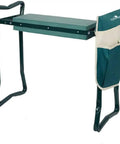 2-In-1 Garden Stool And Kneeler With Tool Bags And Kneeling Pad, Portable Garden Bench For Yard Work, Durable Outdoor Seat, Green