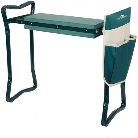 2-In-1 Garden Stool And Kneeler With Tool Bags And Kneeling Pad, Portable Garden Bench For Yard Work, Durable Outdoor Seat, Green