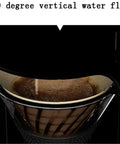 Close-up of Five Cup Coffee Maker With Glass Carafe, One Touch Brew feature, showing 90-degree water flow during brewing.