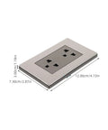 Heavy-Duty 6-Hole Circular Wall Outlet Socket Cover In Rust-Free Stainless Steel 12x7.3cm size for home office use.
