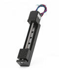 Rock Solid Manual Linear Rail Slide Table With 100mm Stroke And 28 Stepper, Ideal Linear Stage For CNC Router Parts X Y Z Motion, Rugged Guide Rail System Delivers Quiet, Precise Movement. Black manual linear rail slide table with wiring and lead screw