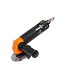Top Shelf Heavy Duty 4 Inch Pneumatic Angle Grinder Built For Tough Metal Cutting And Rust Scraping With Smooth Air Throttle And Anti Slip Wrap Handle.