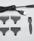 USB Charged Electric Hair Clipper For Barbershop And Home Use attachments with combs, USB cable, and cleaning brush