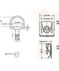 Detailed schematic of 15mm Chrome Quick Release Motorcycle Fairing Bolts With Snappy Quarter Turn Action and Tight Grip Clips.