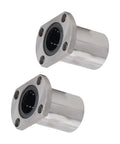 Heavy Duty Linear Motion Bearing Set With 25Mm Bore Ellipse Flange Ball Bearings 2 Pack For Machinery Equipment Built To Last From Bearing Steel Wear Resistant And Smooth Friction Reduction, 2-pack flange view