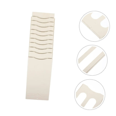 Solid Heavy Duty Expanding Rack Attendance Cards Holder With Quick Grab Slot Storage Shelf For Office Warehouse Badge Organizer Featuring No Sweat Wall Mount Setup in beige color with multiple slots.