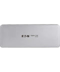Slick Thunderbolt 4 Docking Station For Laptops Drives Dual Screens With 8K 60Hz Or 4K 144Hz showing sleek silver design with EATON Tripp Lite branding.