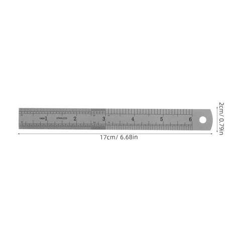 17cm stainless steel ruler with clip stopper, precision machinist straight edge, metric and standard scale, lightweight portable