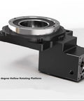 Heavy Duty 90 Degree Right Angle Turntable Gearbox Reducer With Hollow Rotating Platform, showing black metal body and flange.