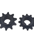 Close-up of two sprockets for Torque Converter Jackshaft Tool Kit For Karts Includes Jackshaft With 18Mm Step 10 Tooth 40 To 41 Sprocket 12 Tooth 35 Gear Plus Key Nut Washers Snap Ring And TAV 2 Plus Compatibility