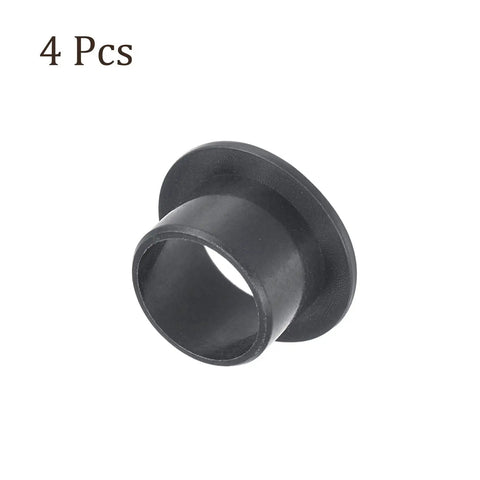 Close-up of 4 Pcs Flanged Sleeve Bearing 12 Mm X 14 Mm X 10 Mm Pom Oilless Bushing in matte black finish for smooth machinery upgrades.