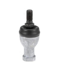 Heavy Duty Rod End Bearing Straight Ball Joint M8x1.25 Right Hand Female to Right Hand Male for Easy Linkups and Smooth Motion, Spherical Bearing with Carbon Steel Housing Bronze Race and Hardened Chrome Ball. Side view of black and silver rod end bearing with threaded stud