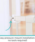 36 Inch Tall Auto Close Baby Gate With Door For Doorways Pressure Mounted Fits 29.75 To 40.5 Inch Openings White
