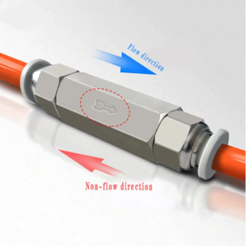 Joywayus air check valve, G1/4" female thread, full-port brass body, silver finish with orange tubing (pack of 2)