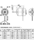 Technical diagram of Beefy 2700KV Golden Brushless Outrunner Motor For RC Aircraft And Drones with specifications and measurements.