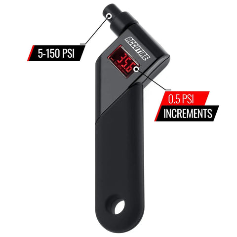 Beefy Digital Tire Pressure Gauge With Backlit LCD Display, 5-150 Psi Range, Angled Head, Rubber Grip, Auto Shutoff, Easy Unit Switching Between Psi Bar KPa Kg-Cm2, Accurate To Within 0.5 Psi, black handheld gauge