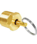 Brass Drain Cock One-Half Inch Male Heavy-Duty Pressure Relief Valve with Stainless Steel Pull Ring, durable brass construction