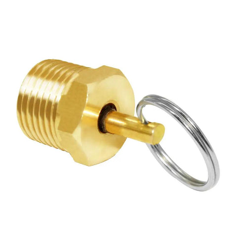 Brass Drain Cock One-Half Inch Male Heavy-Duty Pressure Relief Valve with Stainless Steel Pull Ring, durable brass construction