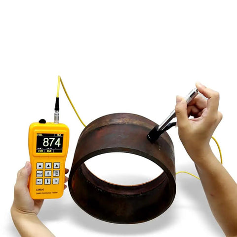 Portable Digital Leeb Hardness Tester For Metals Pro Grade Metal Hardness Testing Device With Leeb Rebound Technology Wide Material Compatibility From Steel And Cast Iron To Aluminum And Copper Lightweight Field Ready LM500 testing steel pipe surface