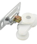 Sliding Door Panel Hanger Set For Storage And Bathrooms, 2 pieces with hooks and installation screws, metal hardware shown from side