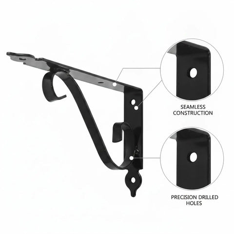 Heavy Duty Carbon Steel L-Shaped Shelf Brackets For Wall Mounts And Floating Shelves, Durable Black Or White Finish, Workhorse Load Bearing