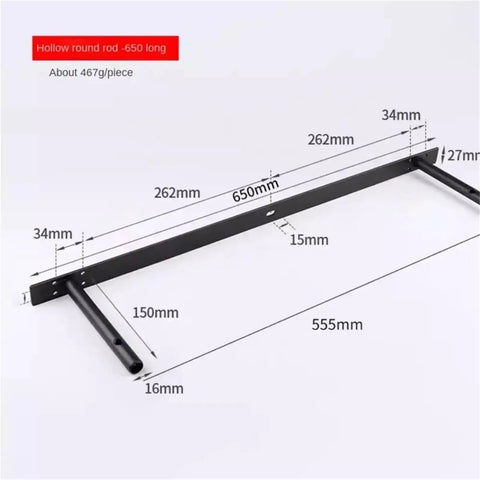 Heavy Duty Hidden Floating Shelf Brackets Six Pack Built Different Badass Wall Support Rods For Clean Modern Shelves And Solid Kitchen Storage Racks Matte Black Hardware Setup dimensions shown on black rod.