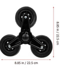 Heavy Duty Stair Climbing Wheel Replacement For Folding Shopping Trolleys And Material Transport Carts, 8.66 By 8.66 By 1.96 Inch Triangle Core Casters, front view.