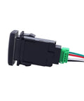 Side view of Toyota LED Light Bar Symbol Push Button Switch With White Backlight On Off Rocker Connector Wire Kit