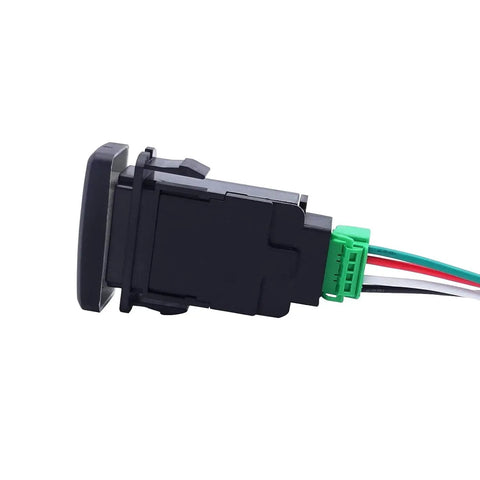 Side view of Toyota LED Light Bar Symbol Push Button Switch With White Backlight On Off Rocker Connector Wire Kit