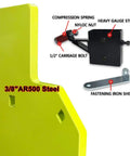 Pro Grade AR500 Steel Shooting Target Three Eighths Inch Thick 12x20 Silhouette Torso with mounting components shown