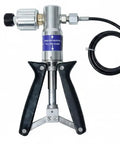 Heavy Duty Pneumatic Pressure Calibration Hand Pump With Dead On Accurate Readings And Quick Vacuum Response For Rock Solid Industrial Maintenance And Reliable Dry Air Testing Gear close-up view, featuring durable black handle and metal body.
