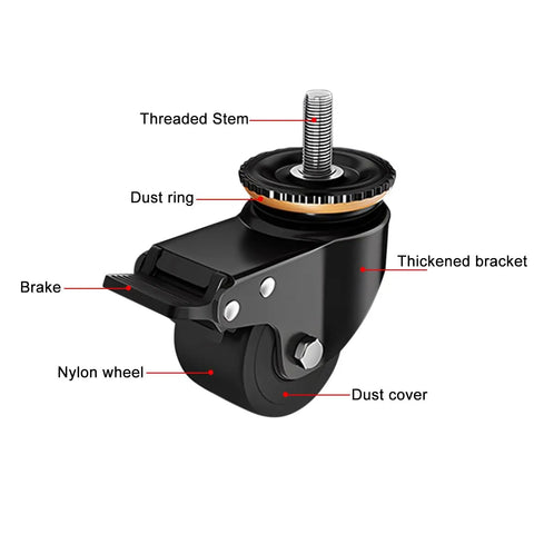 Heavy Duty Industrial Caster Wheels With Top Plate Swivel For Furniture And Workbenches, 360 Degree Noiseless Rolling Castors