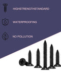 Heavy Hitter 1200 Piece Black Phillips Flat Head Self Tapping Screw Set M2 M2.6 M3 showing various black screws and icons for features.