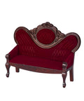 1:12 Scale Dollhouse Furniture Set Vintage Red Wooden Carved Sofa Bench And Armchairs For Living Room Decor Miniature Accessories