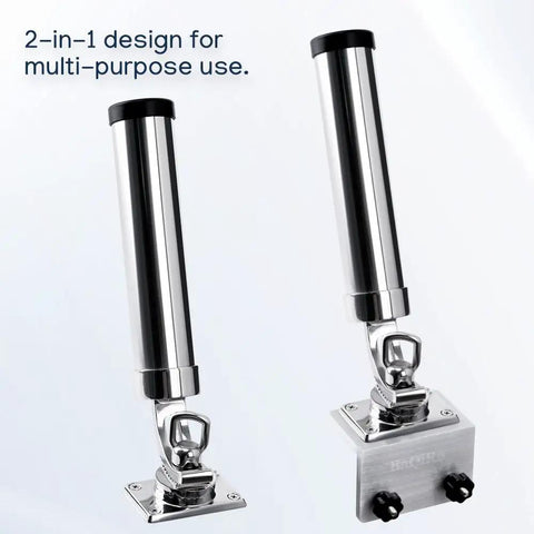 Boat Track Mount Fishing Rod Holder, 2 Pack, Adjustable Stainless Steel Rod Holders For Marine Slide Rail System, Heavy Duty Fishing Pole Holder For Boat Kayak Yacht; 2-in-1 design