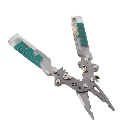 Bewinner 20 In 1 Wire Stripper Pliers With Voltage Detection, Folding Crimping Tool For Awg 20-10, Industrial Grade Crv Steel, open view.
