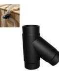 Powertec Compatible Dust Collector Splitter Y Adapter For 2 1/2 Inch Pipes, black composite Y fitting for workshop hose systems.