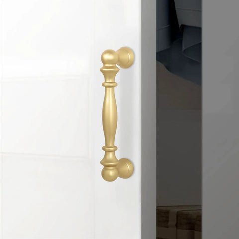 Brushed Gold Cabinet Pulls 3.75 Inch Center To Center Drawer Handles 96mm Kitchen Cabinet Hardware on white drawer